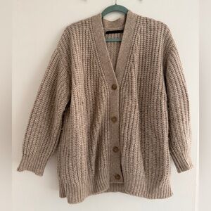 Jenni Kayne Beige Taupe Chunky Knit Cardigan